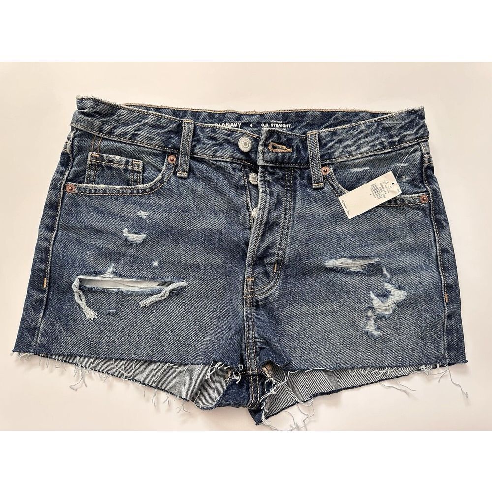 Old Navy High-Rise OG Straight Cutoff Shorts Distressed NWT Size 4